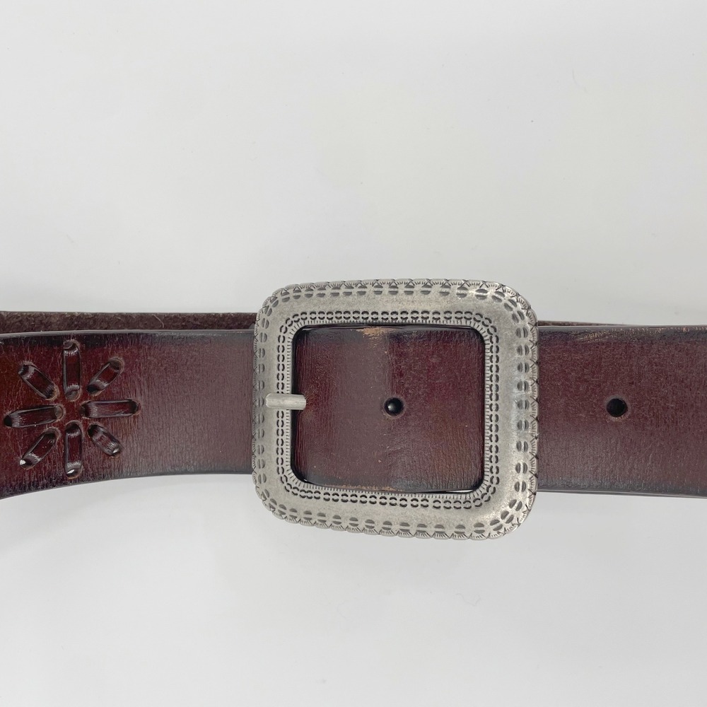 Unbranded‎ Floral Cutout Belt Womens XL Brown Bonded Leather Western Boho Casual
